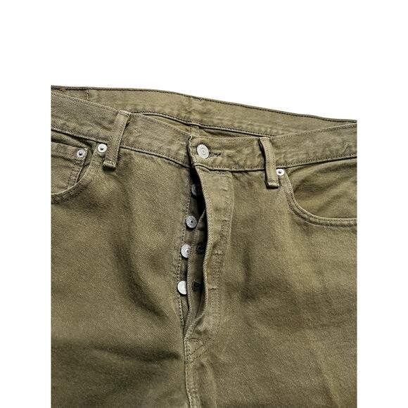 Levis 501 Jeans Mens 34x29 Green Button Fly Straight Fit Denim Waterless Casual - Picture 9 of 13